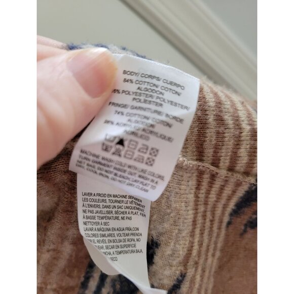 Lucky Brand Womens Blue Aztec Sweater fringe Size Medium - Picture 6 of 9